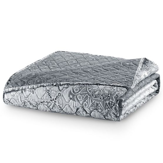 Überwurf ALHAMBRA grau bedrucktes Material Mikrofaser 220x240 DecoKing