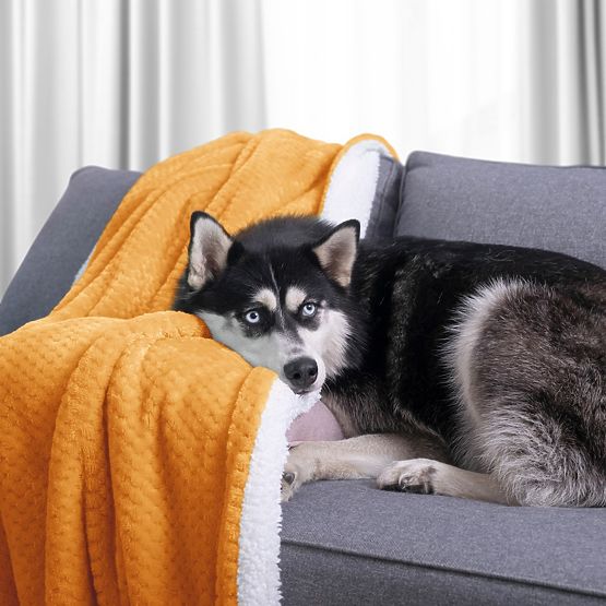 Überwurf SHLEEPY orange mit Jacquardmuster klassischer Stil 170x210