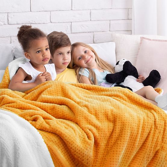 Überwurf SHLEEPY orange mit Jacquardmuster klassischer Stil 170x210