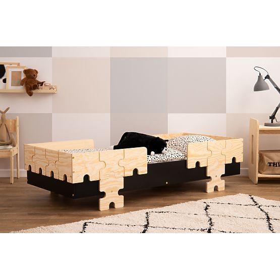 Universelles Bett Puzzle mit Rausfallschutz - Schwarz