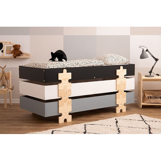 Universelles Bett Puzzle mit Rausfallschutz - Schwarz
