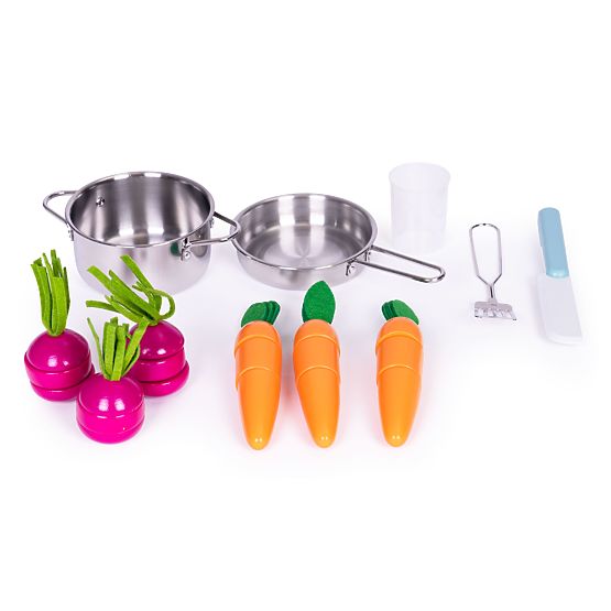 Große Holzküche für Kinder mit Gemüsestand und Zubehör ECOTOYS