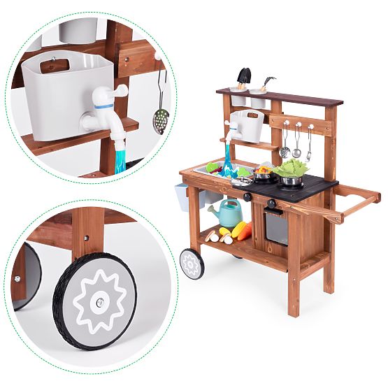 Outdoor-Matschküche für Kinder mit Zubehör aus Tannenholz ECOTOYS