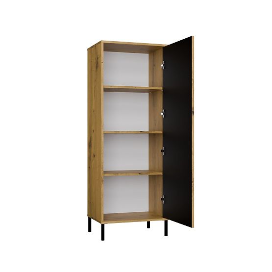 Vitrine KAMARO 1DD SLIM EICHE ARTISAN Lamellen-Frontplatte