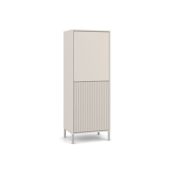 Vitrine KAMARO 2DK SLIM/GLATT KASCHMIR Lamellenstruktur + Klassisches Frontpanel