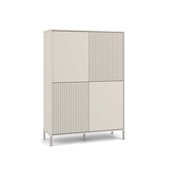 Vitrine KAMARO 4DK SLIM/GLATT KASCHMIR 4 Türen Lamellen Geriffelt + Klassische Front