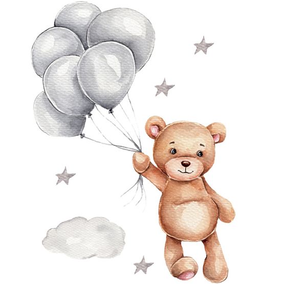 Wandaufkleber - Bärchen mit Ballons