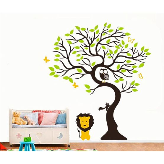 Wandaufkleber Baum und Löwe