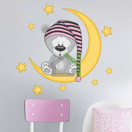 Wandaufkleber Deluxe - Bärchen auf dem Mond