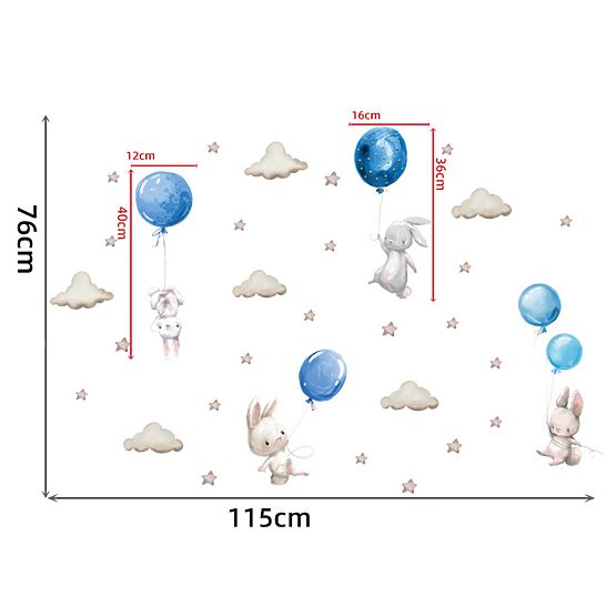 Wandaufkleber - Hase mit Luftballons