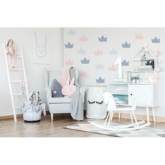 Wandaufkleber Kronen - grau/graphit/pink