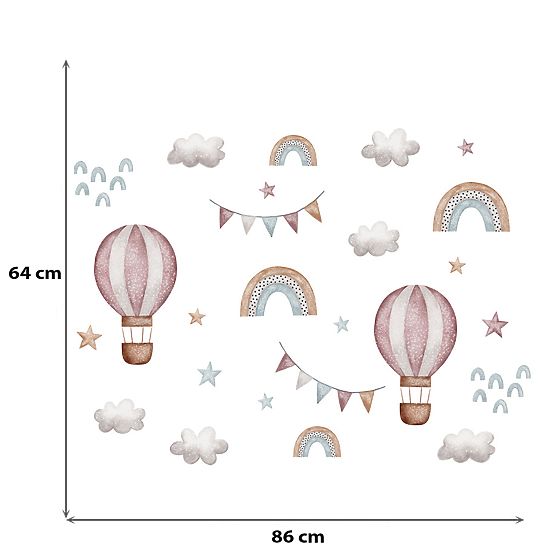 Wandaufkleber - Luftballons und Wolken