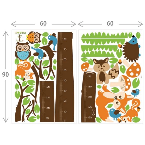 Wandaufkleber - Metermaß - Baum mit Fuchs
