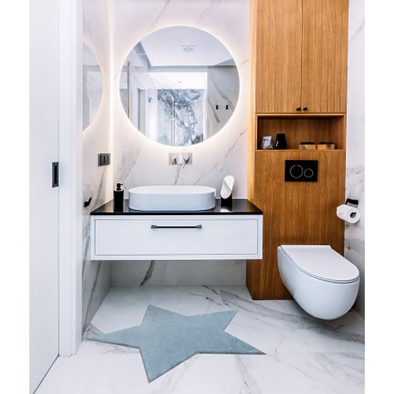 Waschbarer Teppich SHAPE 3148 Stern Shaggy - blauer Plüsch, rutschfest