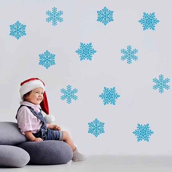 Weihnachtsdekoration/Wandaufkleber - Blaue Flocken