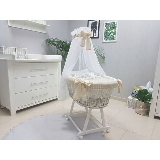 Wicker kinderbett p ausrüstung für baby - beige elefanten