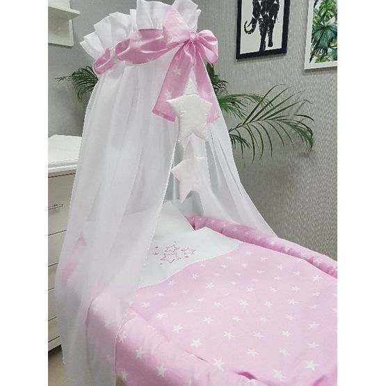 Wicker kinderbett p ausrüstung für baby - pink sterne