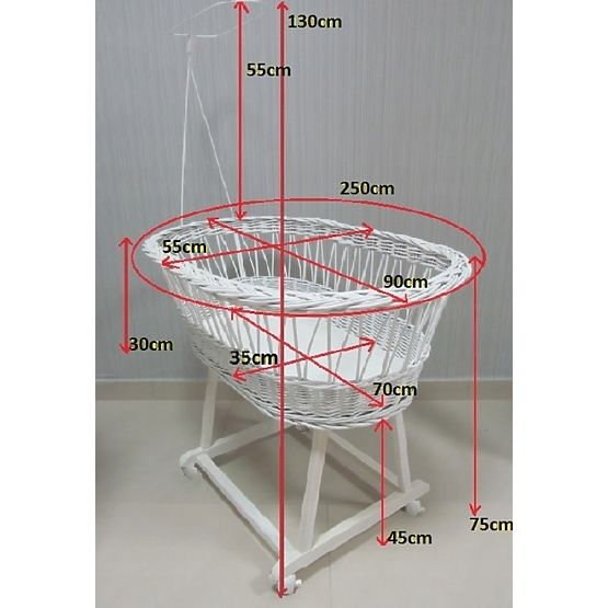 Wicker kinderbett p ausrüstung für baby - pink sterne