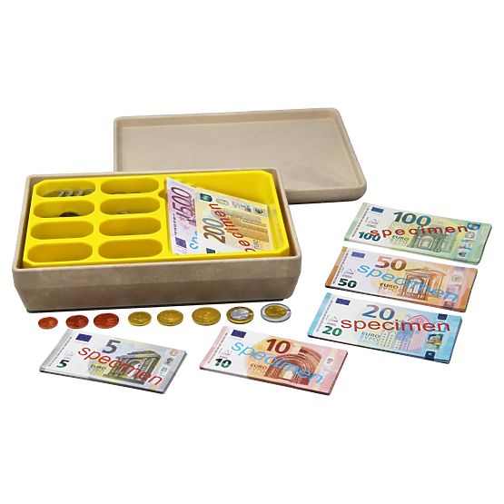 Wissner Kasse mit Euro-Banknoten und Münzen