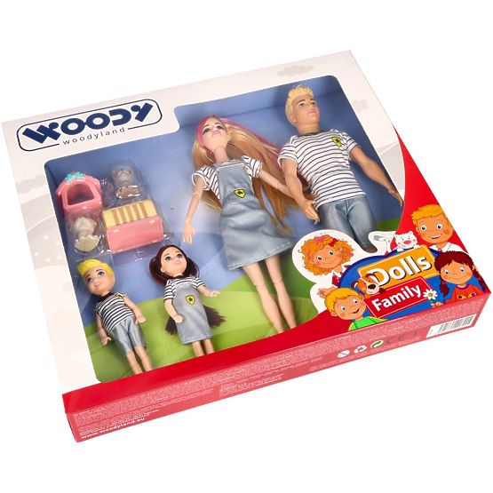 Woodyland Moderne Puppenfamilie mit Tieren