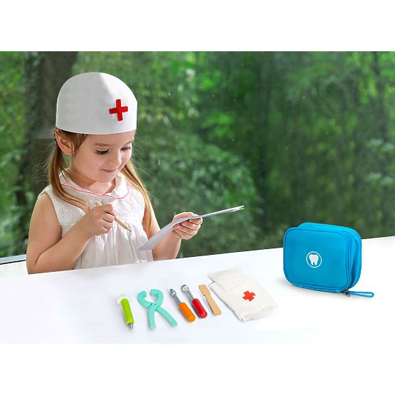 Zahnarzt-Set Tasche mit 7 Zubehörteilen für Kinder ECOTOYS