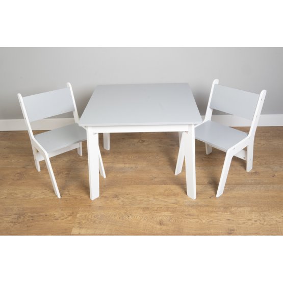 Ourbaby Kindertisch und Stühle - grau/weiß