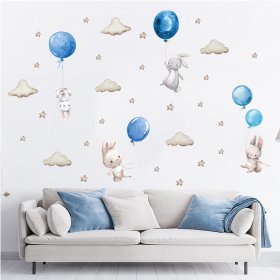 Wandaufkleber - Hase mit Luftballons