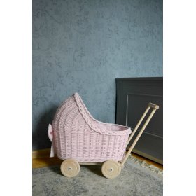 Korbwagen für Puppen - rosa, Ourbaby