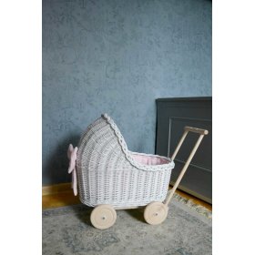 Korbwagen für Puppen - weiß-rosa, Ourbaby