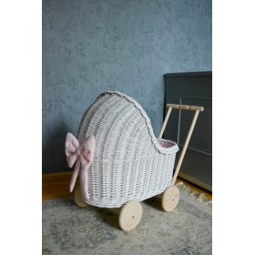 Korbwagen für Puppen - weiß-rosa, Ourbaby