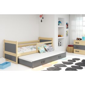 Kinderbett mit Zusatzbett ROCKY - natur/grau, BMS