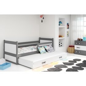 Kinderbett mit Zusatzbett ROCKY - grau/weiß, BMS