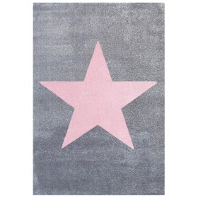 Kinderteppich STAR silber-grau/rosa