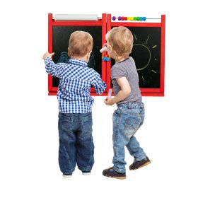 Magnet- / Kreidetafel für Kinder an der Wand - rot