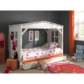 Kinder Bett haus Pino white, VIPACK FURNITURE