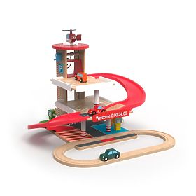 2Kids Toys Holzgarage mit Eisenbahn