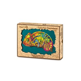 Buntes Holzpuzzle - Chamäleon