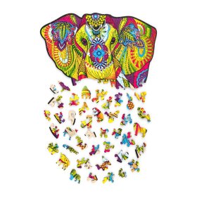 Buntes Holzpuzzle - Elefant