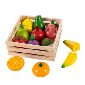 Obstset aus Holz in einer Kiste, EcoToys