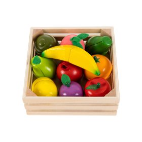 Obstset aus Holz in einer Kiste, EcoToys
