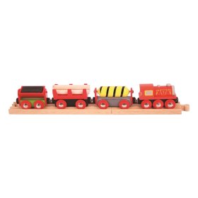 Bigjigs Rail Güterzug rot + 3 Gleise