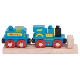 Bigjigs Rail Blue Maschine mit Tender + 2 Schienen, Bigjigs Rail