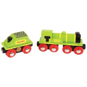 Bigjigs Rail Green Lokomotive mit Tender + 3 Gleise, Bigjigs Rail