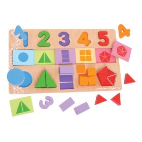 Bigjigs Toys Lehrtafel Zahlen, Farben, Formen, Bigjigs Toys