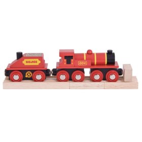 Bigjigs Rail Red Lokomotive mit Tender + 3 Gleise