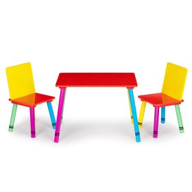 Set aus Tisch und Stühlen - Farben des Regenbogens, EcoToys