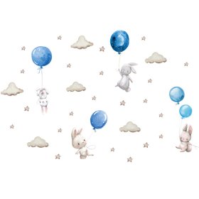 Wandaufkleber - Hase mit Luftballons
