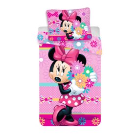 Kinderbettwäsche 140 x 200 cm + 70 x 90 cm cm Minnie Blumen, Sweet Home, Minnie Mouse
