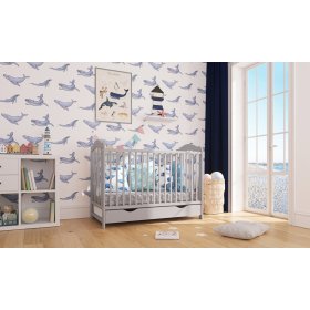 Babybett Alek mit abnehmbaren Schlupfsprossen - grau, Pietrus