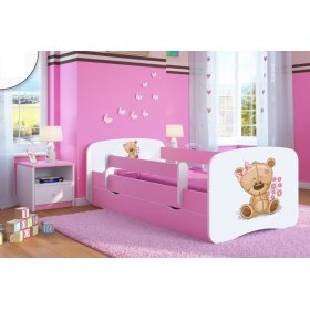 Kinderbett mit Rausfallschutz Ourbaby - BÄRCHEN - pink, All Meble